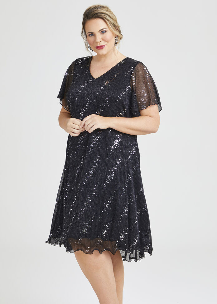 Shop Aurora Shimmer Cocktail Dress in Black in sizes 12 to 24 | Taking ...