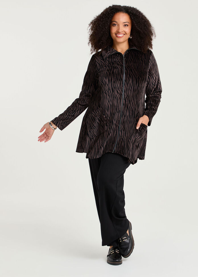 Zip Velour Knit Jacket, , hi-res