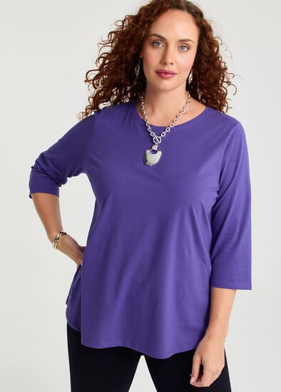 Plus Size Good Earth Australian Cotton 3/4 Sleeve T-Shirt