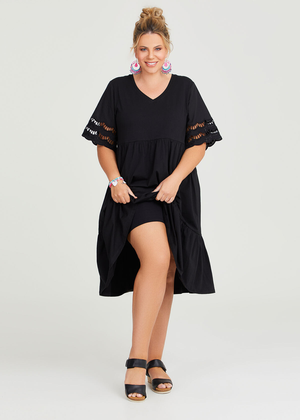 Black scallop dress discount
