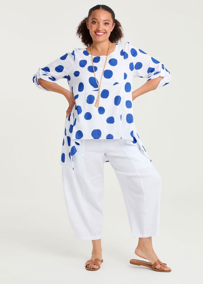 Linen Blend Hallie Spot Tunic, PRINT, hi-res