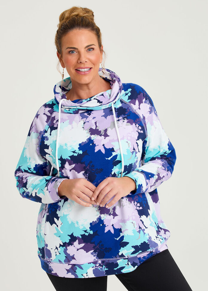 Printed Draw Collar Sweat, , hi-res