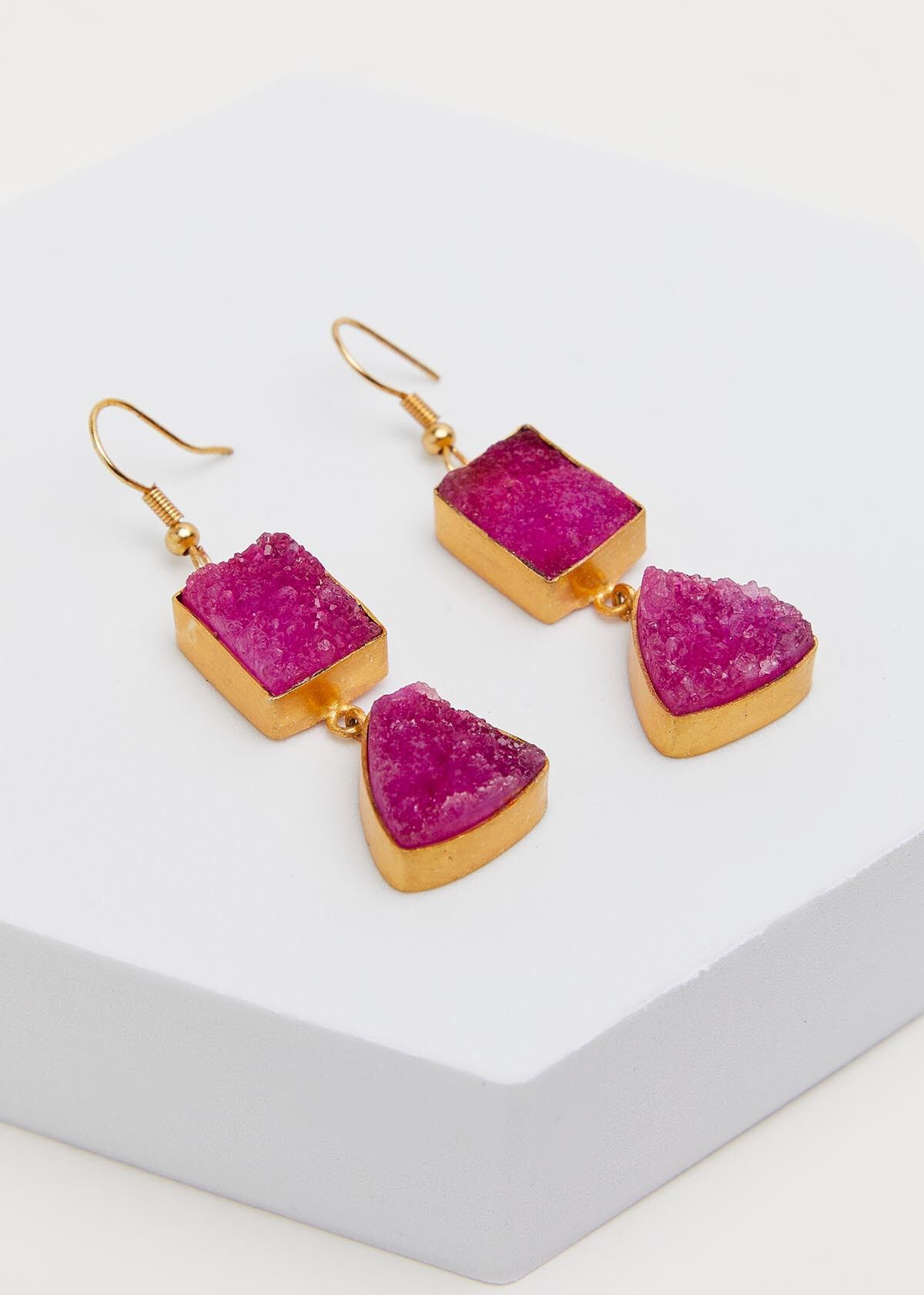 Druzy drop earrings sale