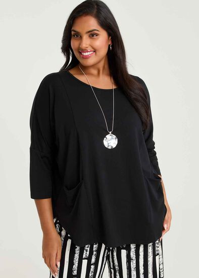 Plus Size Pima Cotton Traveller 3/4 Slv Top