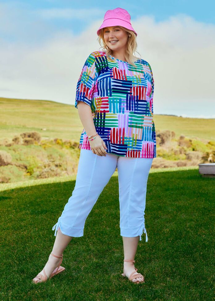 Shop Plus Size Cotton Abstract Check Top, Multi | Taking Shape AU
