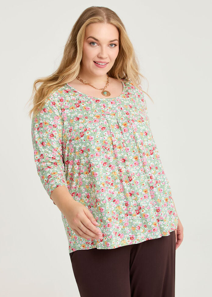 Emmy Long Sleeve T-shirt, SAGE FLORAL PRINT, hi-res