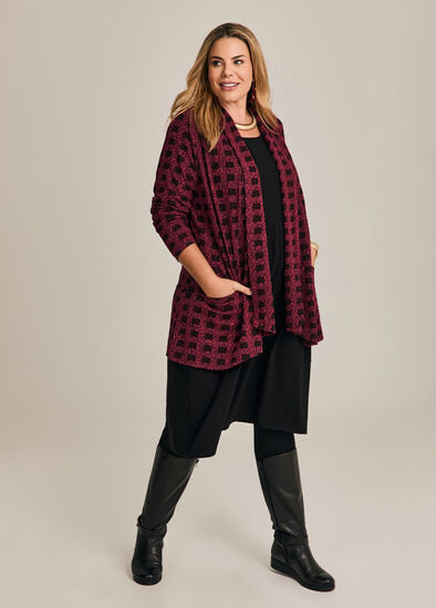 Plus Size Check Luna Textured Cardigan