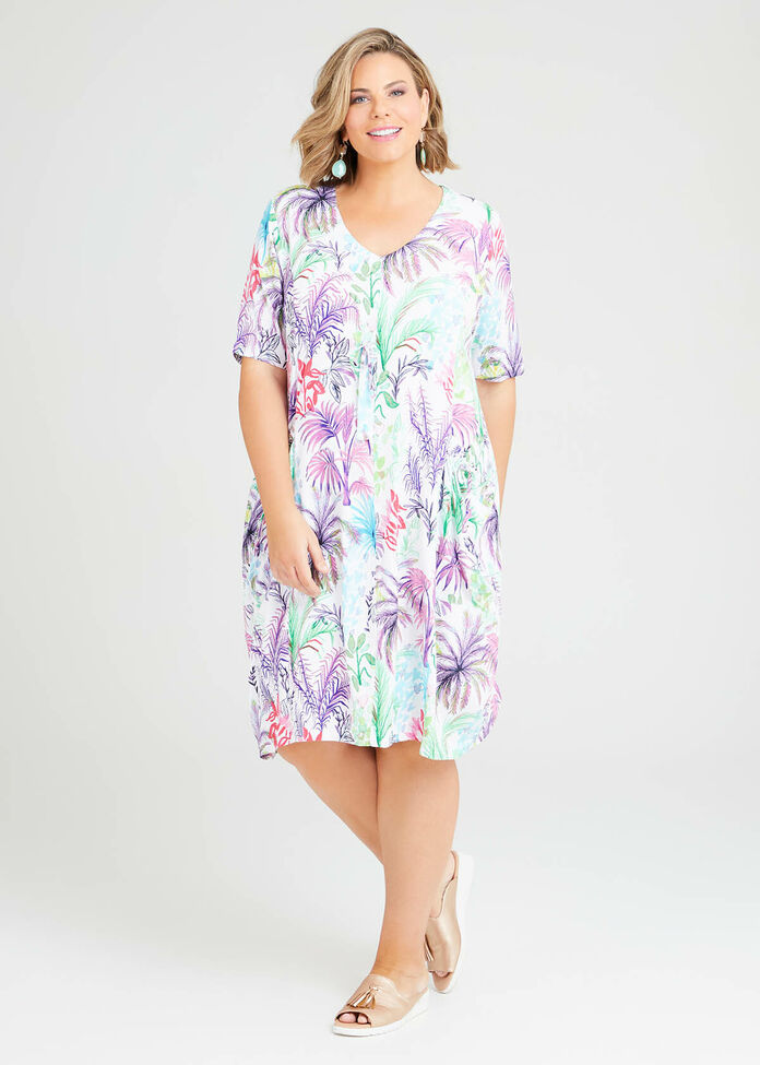 Shop Plus Size Botanic Natural Dress in Print Taking Shape AU