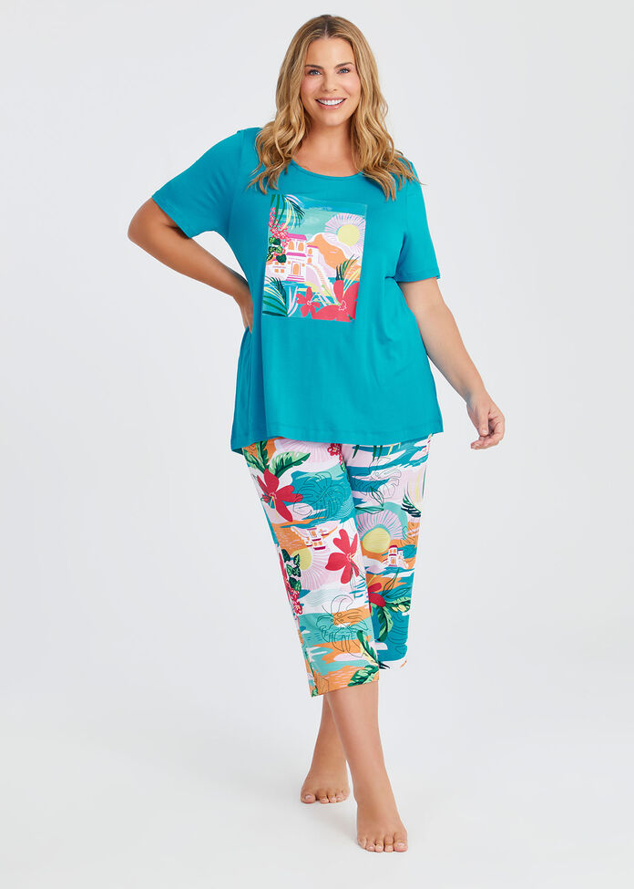 Bamboo Holiday Pyjama Top, SEA BLUE, hi-res