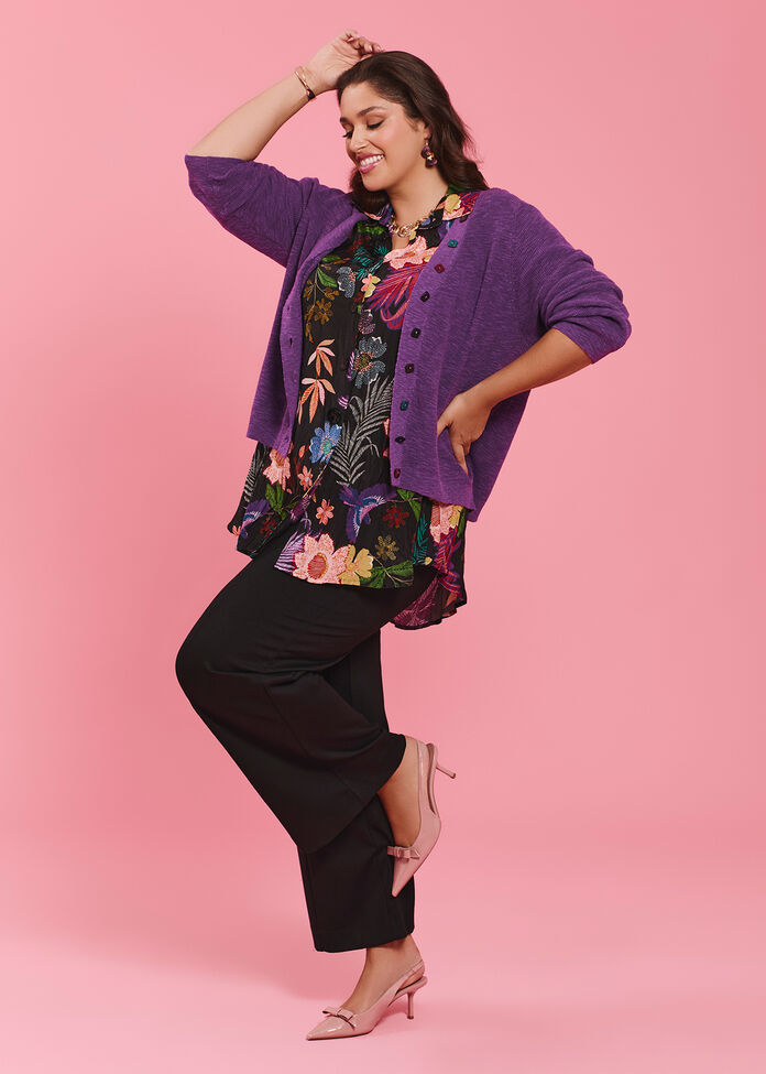 Haven V-neck Cotton Linen Cardigan, , hi-res