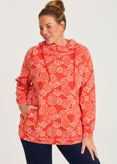 Plus Size Printed Draw Collar Sweat