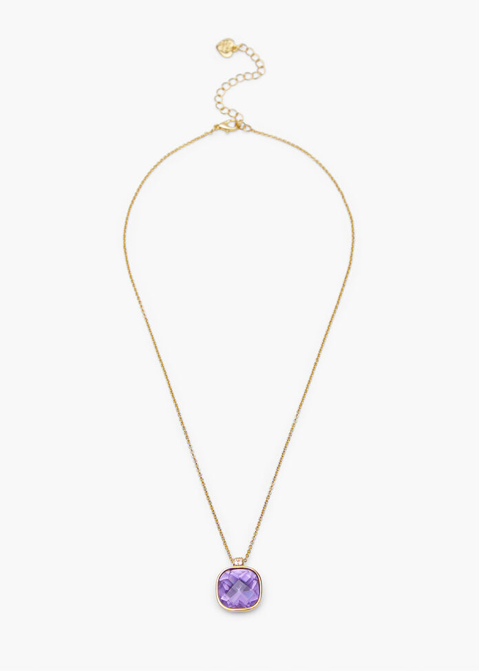 Square Jewel Drop Necklace, , hi-res
