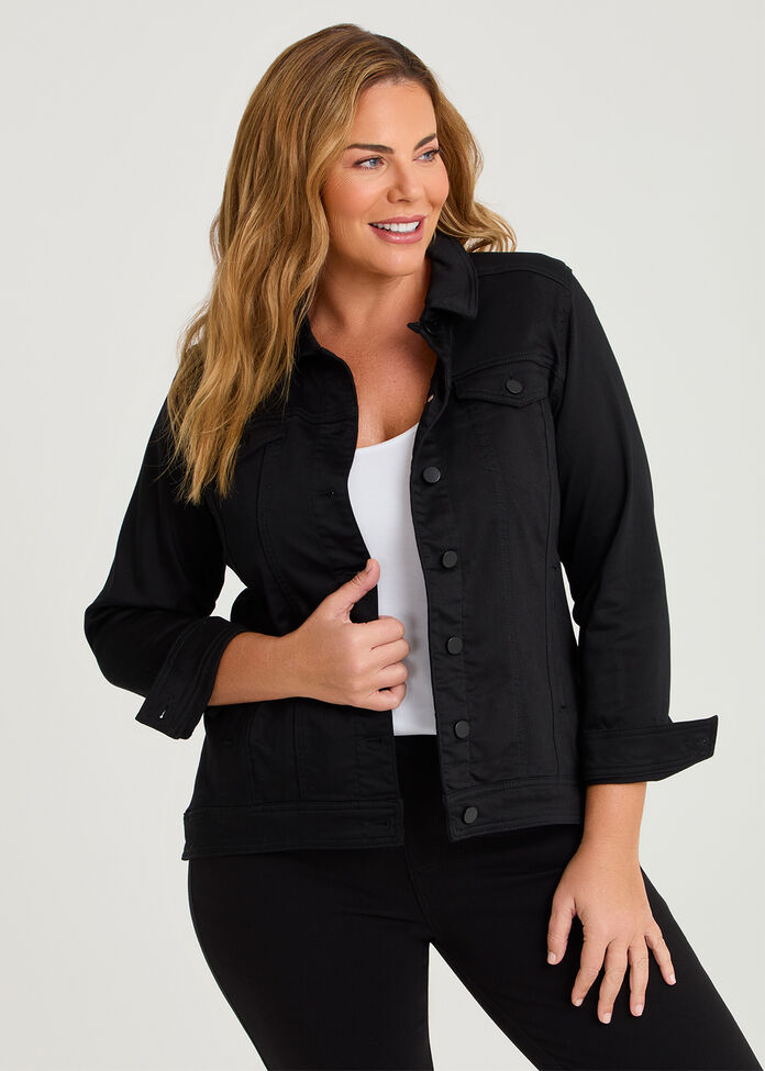 Coloured Curved Hem Denim Jacket, , hi-res