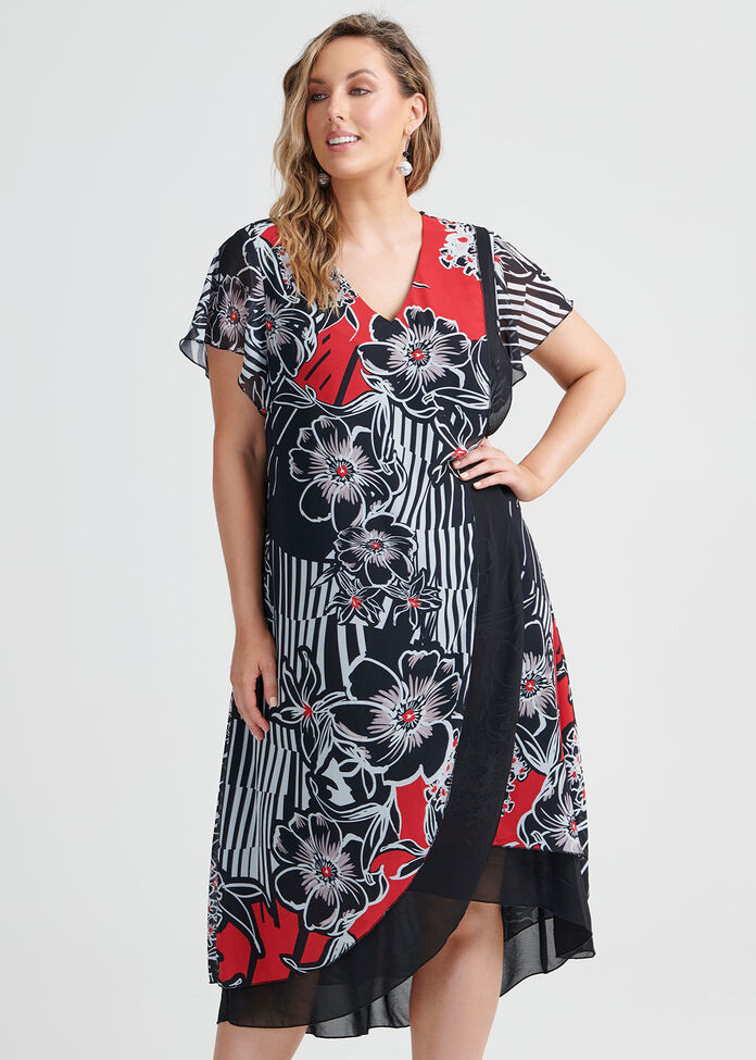 Shop Lets Dance Layered Dress in Print, Sizes 12-30 | Taking Shape AU