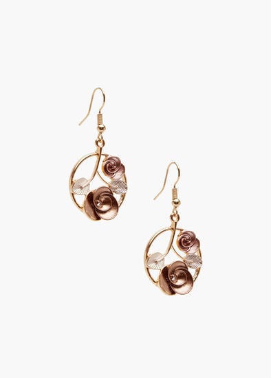 Plus Size Roses Enamel Disc Earrings