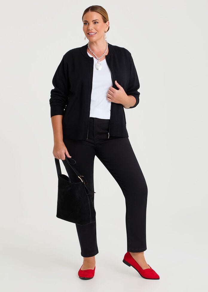 Zip Bomber Natural Cardigan, , hi-res