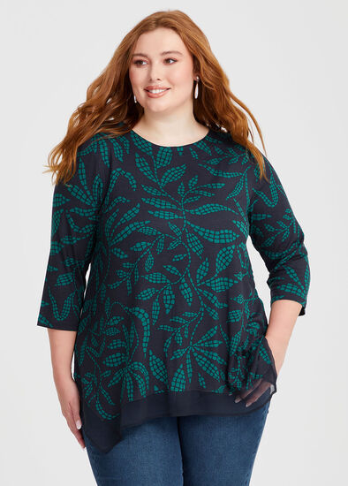 Plus Size Bamboo Linear Leaf Top