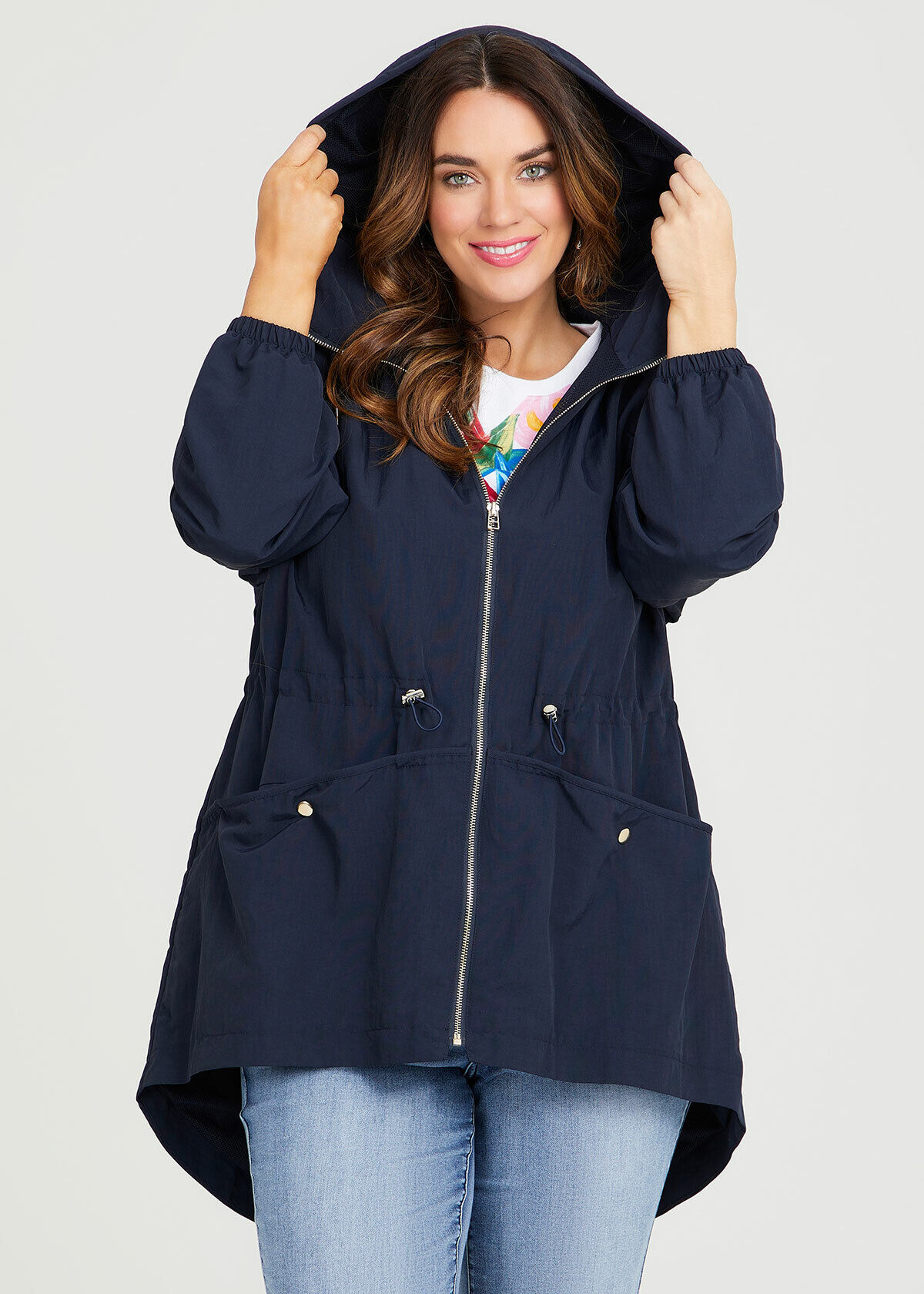 Shop Plus Size Weekend Hooded Jacket in Blue Sizes 12 30