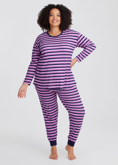 Plus Size Lounge Stripe Cuff Pant