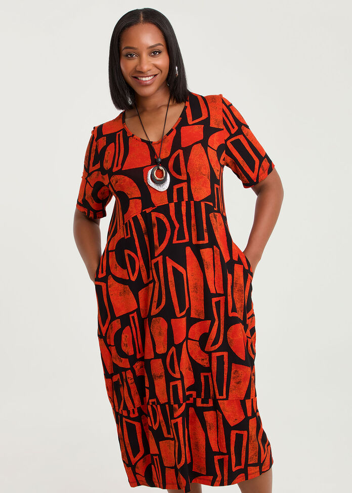 Natural Laura Abstract Dress, , hi-res