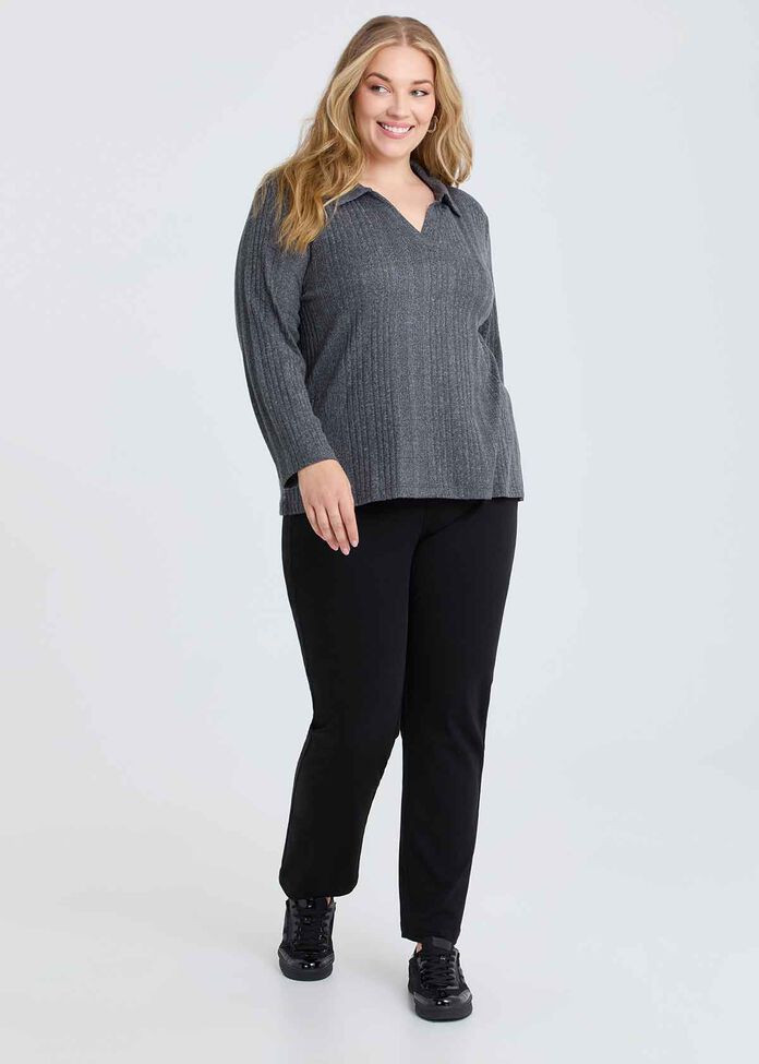 Cozy Rib Polo Top, , hi-res