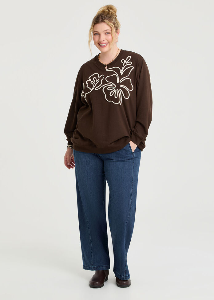 Cotton Cord Applique Sweatshirt, , hi-res