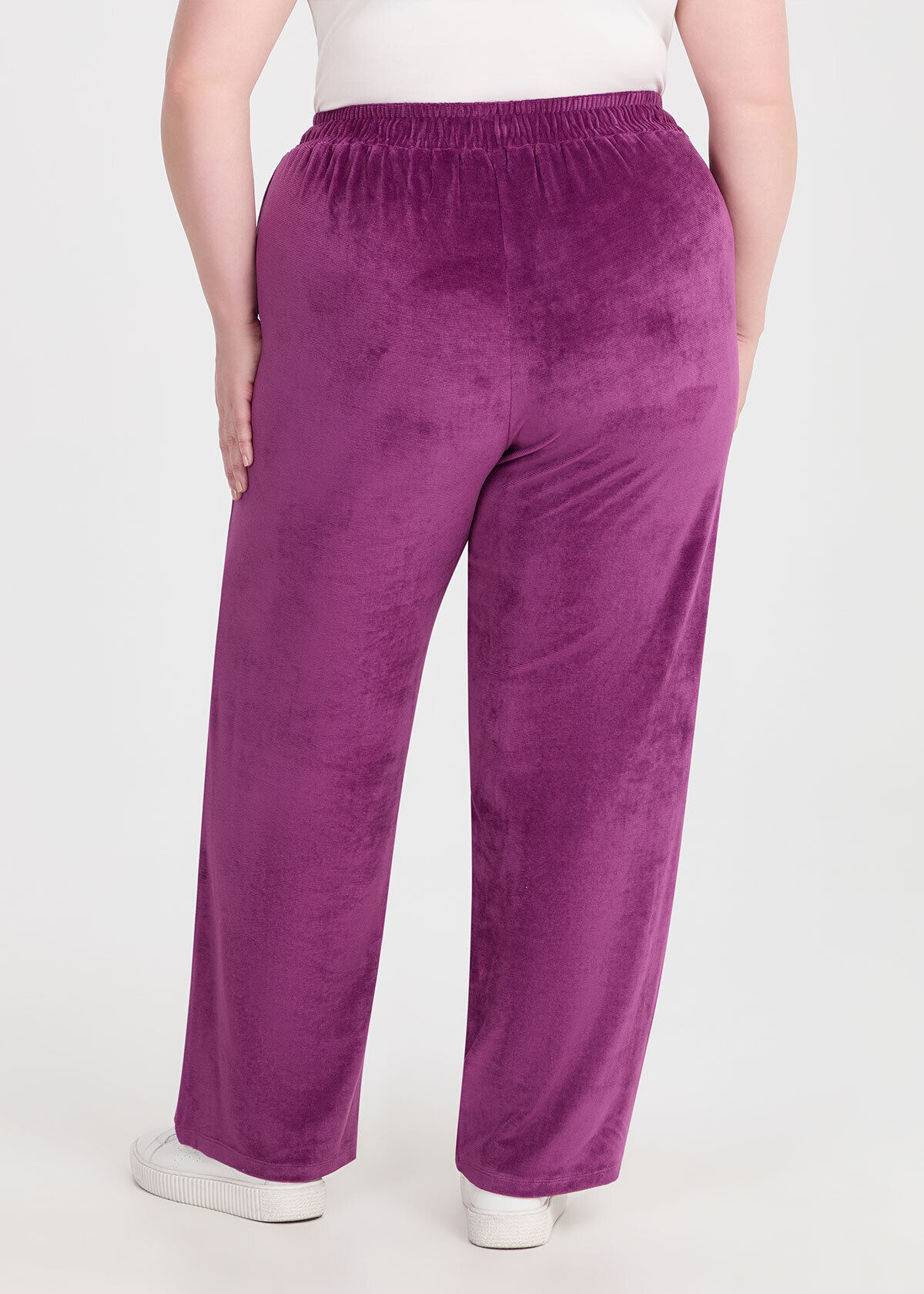 Shop Plus Size Velour Straight Leg Pant, Purple | Taking Shape NZ