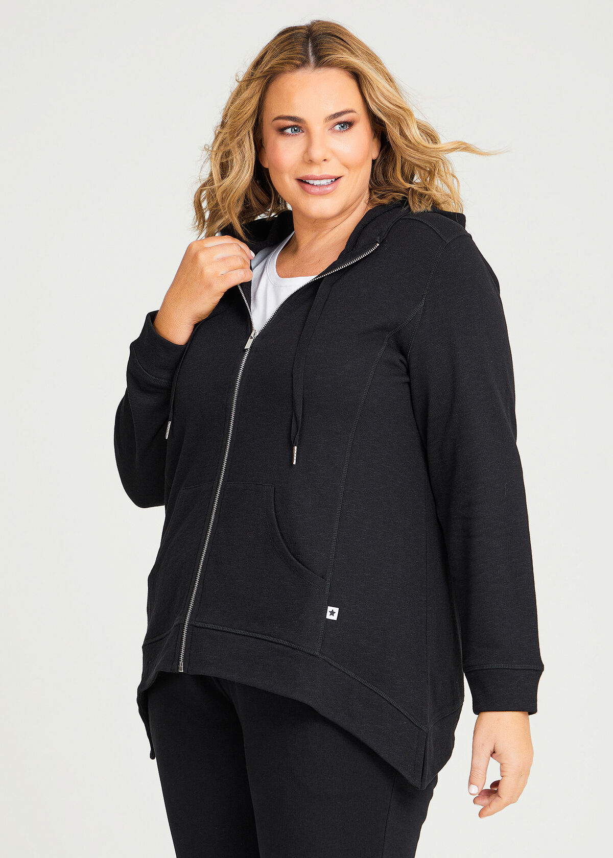 Shop Plus Size Active Hooded Jacket in Black Taking Shape AU