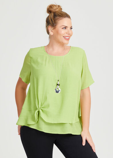 Plus Size Natural Layered Knot Top
