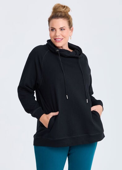 Plus Size Drawstring Collar Sweat