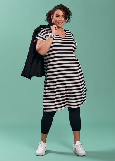 Plus Size Natural Destination Stripe Dress
