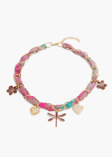 Fabric & Charms Dragonfly Necklace