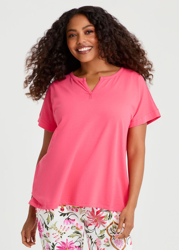 Australian Cotton Henley Pj Top, , hi-res