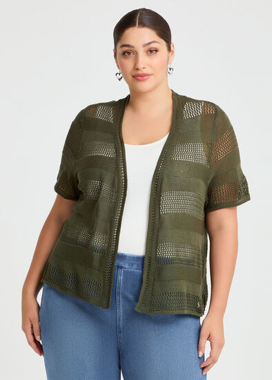 Plus Size Pointelle Cardigan