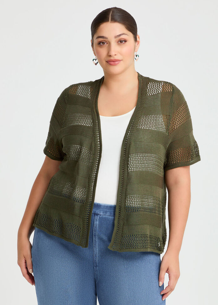 Pointelle Cardigan, , hi-res