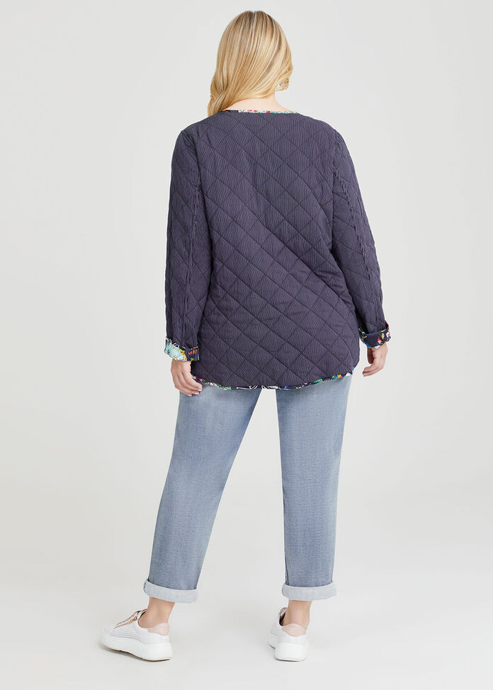 Shop Plus Size Natural Reversible Quilted Jacket, Multi | Taking Shape NZ