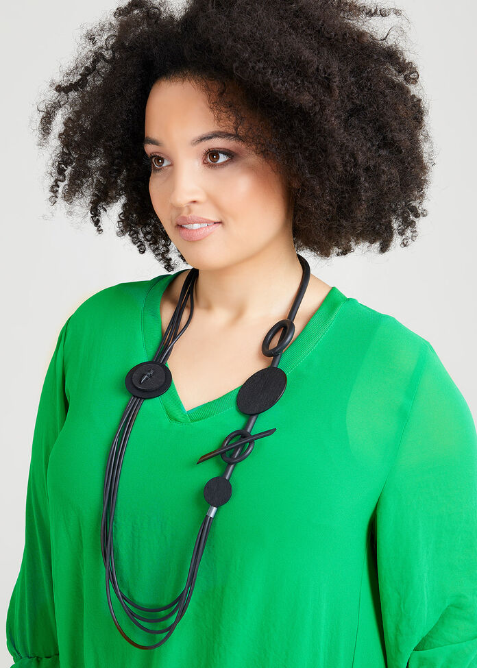 Rubber Disc Multi Cord Necklace, , hi-res
