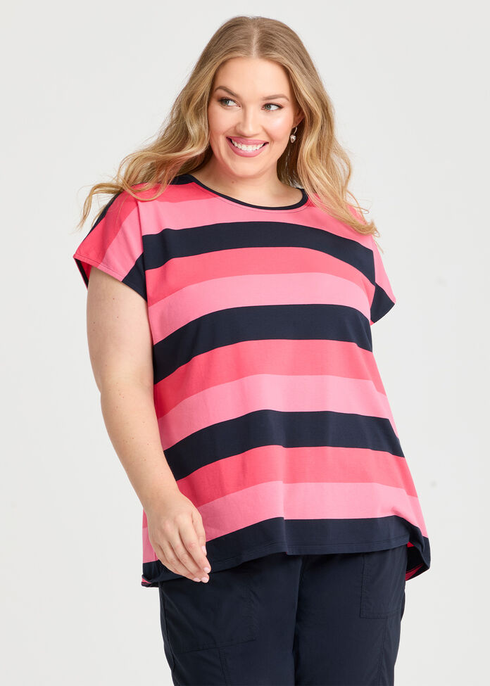 Cotton Multi Stripe T-shirt, , hi-res