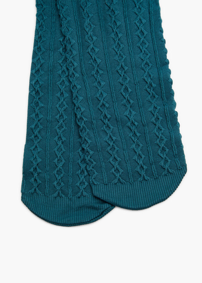 Opaque Cable Knit Tights, , hi-res