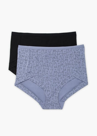 Plus Size 2 Pack Bamboo Cat Briefs