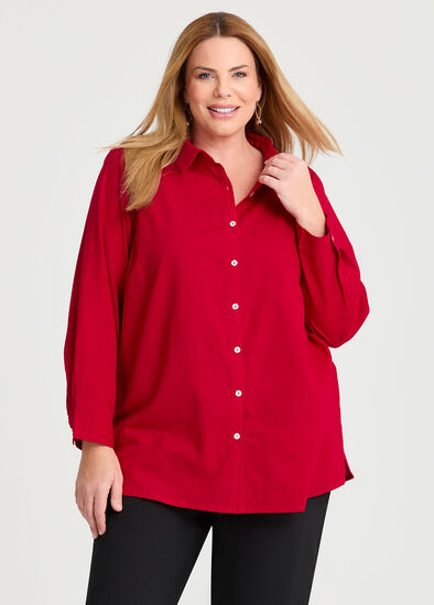 Plus Size Cotton Linen Essential Shirt
