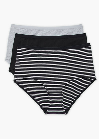Plus Size 3 Pack Cotton Basic Full Briefs
