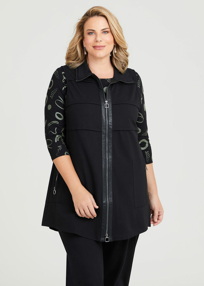 Shop Plus Size Stevie Bamboo Ponte & Pleather Vest in Black | Sizes 12 ...