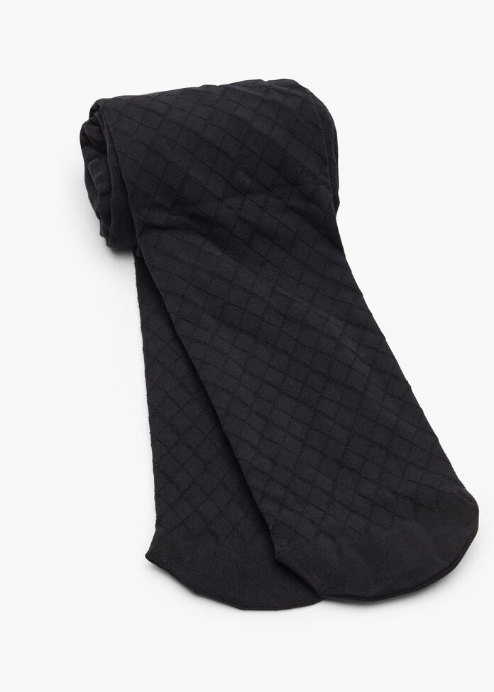 Black Opaque Diamond Tights, , hi-res
