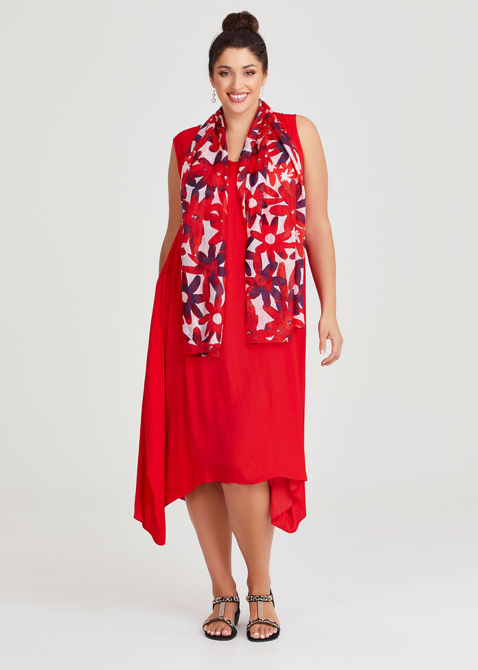 Red Daisy Silk Scarf, , hi-res