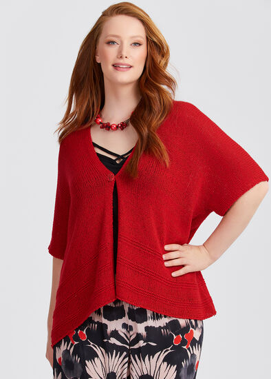 Plus Size Swing Cap Sleeve Knit Cardigan