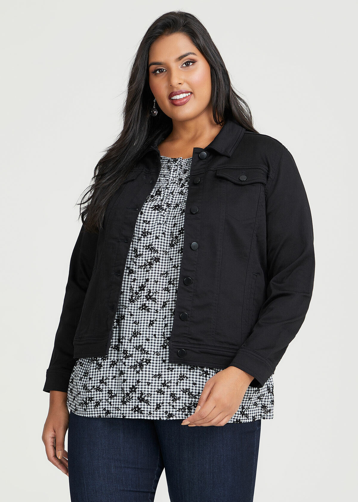 Fur denim jacket plus size sales