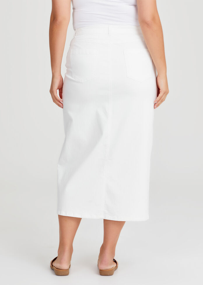Cotton Blend Denim Maxi Skirt, , hi-res