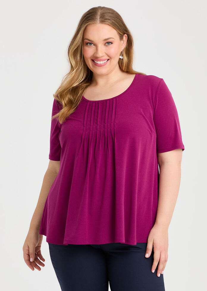Pintuck Detail Top, , hi-res