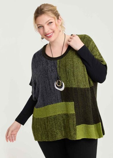 Plus Size Colour Block Knit Jumper